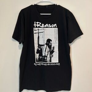 Tultex Black T‑Shirt with White Graphic 'Reason' Text